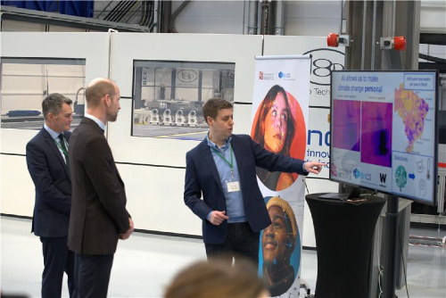The Prince of Wales being shown a presentation at the NCC
